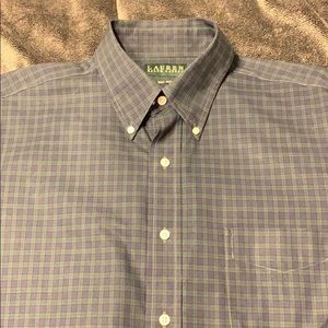 Blue and green non iron button down